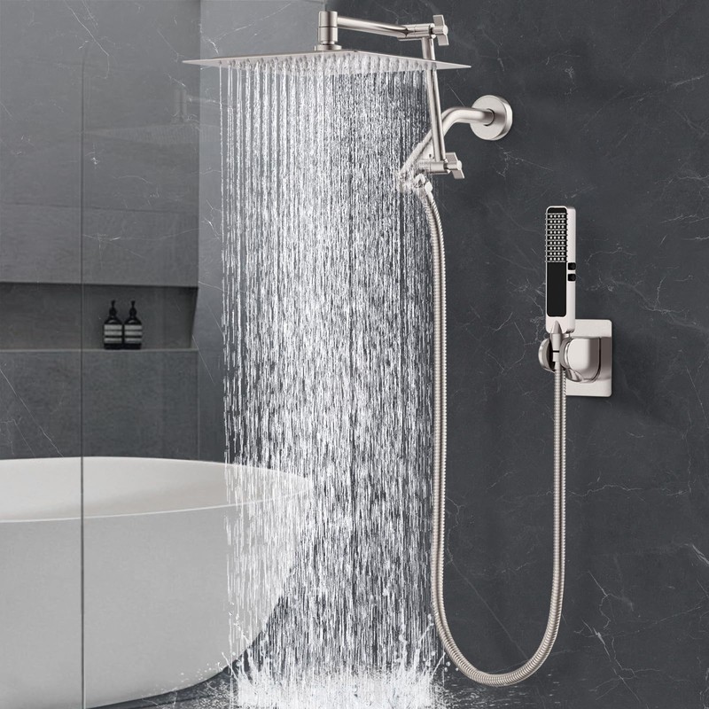 JFJIARUI 10 Inch Metal Rainfall Shower Head with Handheld Spray
