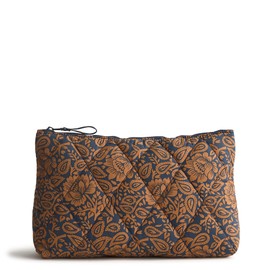 Vera Bradley Women's Nylon Large Pouch Makeup Bag, Lotus Montage Roasted Pecan, One Size