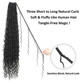 9 packs Boho Faux Locs Crochet Hair, 30 Inch, Natural Black Pre Looped Goddess Soft Locs Crochet Hair with Curly Ends, Bohemian River Locs for Black Women(1B#, 30 Inch)