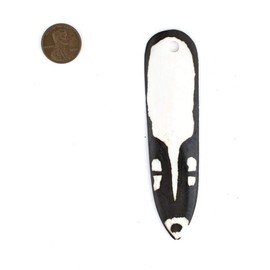 TheBeadChest Elongated Mask Batik Bone Feather Pendant 30mm Kenya African Black and White Large Hole Handmade