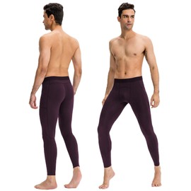 SPVISE Maroom Men's Compression Cool Pants Athletic Leggings with Pockets Football Baselayer Tights Cycling Exercise Pants Wine Red