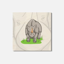Unbranded Rhino Animal 4'' X 4'' Square Wooden Coaster