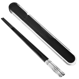 Portable chopsticks reusable with Pull Design Case, Ymapinc Metal Cooking Chopsticks with Laser Engraved Patterns, Non-Slip Design, Dishwasher Safe, for School, Home, Office, Outdoor Use