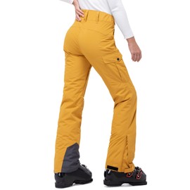 33,000ft Women's Insulated Snow Pants, Waterproof Snowboard Ski Pants with Boot Gaiters Mustard Yellow