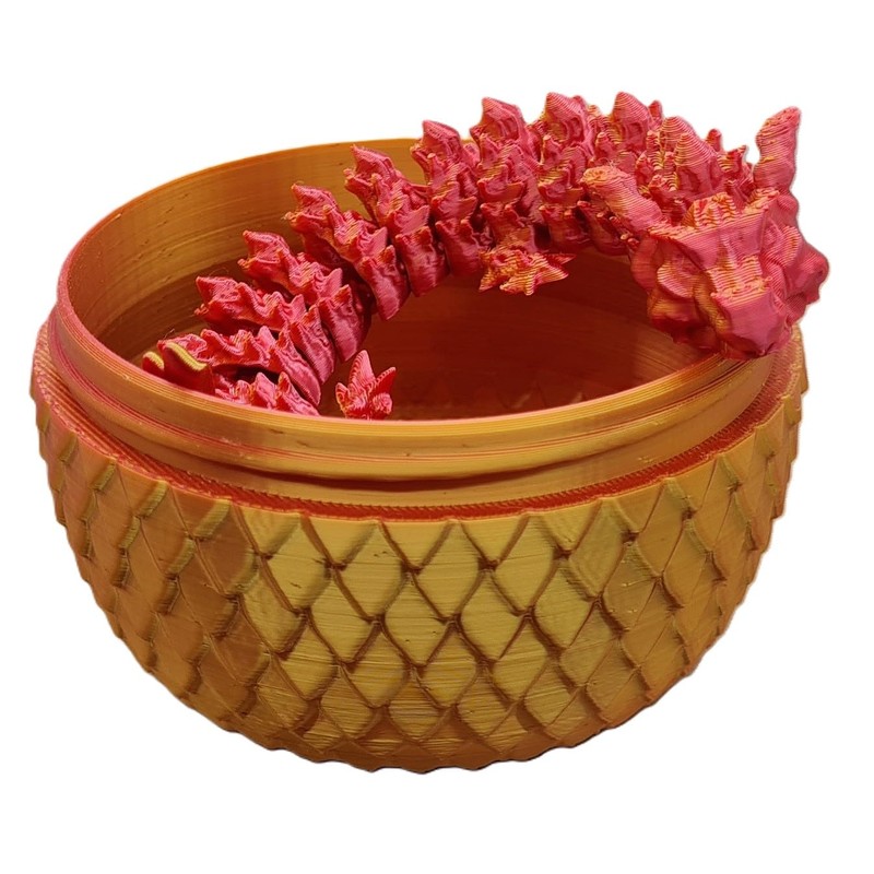 3D Printed Dragon Egg with Fire Dragon, Made in Germany,