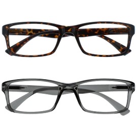 MM92-27 -2.00 Nearsighted Glasses - Brown/Tortoiseshell/Grey (Pack of 2)