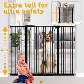 40.5" Extra Tall Cat Pet Gate 29.5-32.6" Wide Pressure Mounted Tall Pet Gate Easy Walk-Through Auto-Close Safety Baby Gate for Cats and Dogs for Indoor Stairs, Doorways, and Kitchen