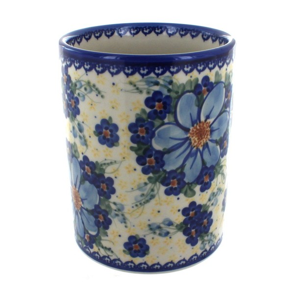Blue Rose Polish Pottery Daisy Surprise Utensil Jar