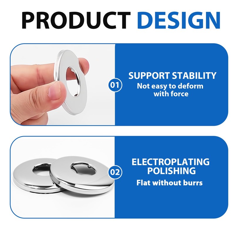 2-Pack Pipe Covers Chrome G3/4 for Shower Fittings and Accessories