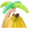 Wooden Banana Holder Stand with Hook & Palm Leaf Accent
