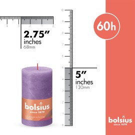 BOLSIUS 4 Pack Vibrant Violet (Purple) Rustic Pillar Candles - 2.75 X 5 Inches - Premium European Quality - Includes Natural Plant-Based Wax - Unscented Dripless Smokeless 60 Hour Party Candles