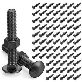 Yaocom 75 Pack 3/8 x 2 1/2" Long Carriage Bolts with Nuts, Galvanized Steel (Black)