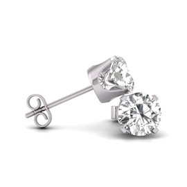 1/4 Ct Natural Diamond Solitaire Stud Earrings in 14K White Gold Setting with Secure Push Back 4 Prong (J-K Color, I2-I3 Clarity)