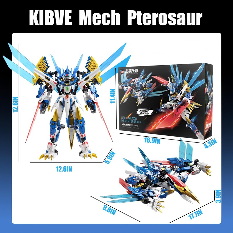 KIBVE Deformation Dinosaur Mech Building Blocks Set T-Rex Triceratops Pterosaur