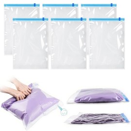 Vacuum Storage Bags, 6 Pack Space Saver Bags, Roll-Up Travel Compression Bags, Sealer Travel Vacuum Bags for Clothes, Bedding - 40×60cm (No Pump Included)