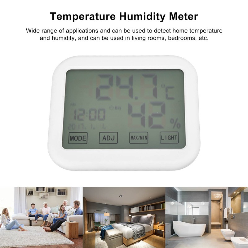 Digital Thermometer Smart Touch Settings Alarm Clock Function Temperature Humidity