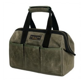 15 Inch Tool Bag, Heavy Duty Wide Mouth Water-Resistant Tool Bag, Tool Tote with Handle for Tools, Wrenches, Screwdrivers (15 X 7.8 X 11.5 inch) | ArmyGreen