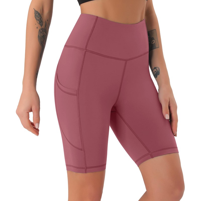 Persit Women's Short Leggings, Opaque Cycling Shorts with Pockets, Dustyrosis