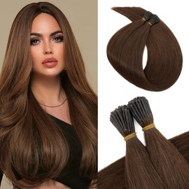Benehair I Tip Hair Extensions, 100% Real Remy Human Hair Extensions, 20 Inches Stick Tip Keratin Hair Extension 1g/s, 50g/Pack Human Hair Extension for Thinning Hair #04