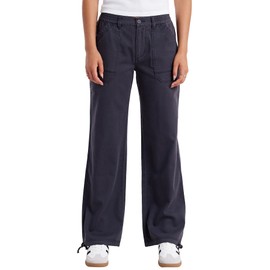 UNIONBAY Women's Drapey Woven Full Length Straight Leg Pant, Dark Galaxy Grey