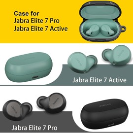BEWZI for Jabra Elite 7 Pro Case/Elite 7 Active Case Protective Cover Stylish Carbon Fiber Pattern Thickened TPU Anti-Drop Case Cover with Hook (Black)