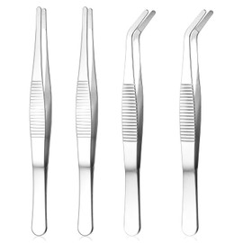 Pack of 2 Curved Tweezers Medical Stainless Steel Tweezers Blunt Tweezers Curved Slant Tweezers Tweezers Pointed Tweezers Precision Tweezers Long Stainless Steel Professional Non-Slip