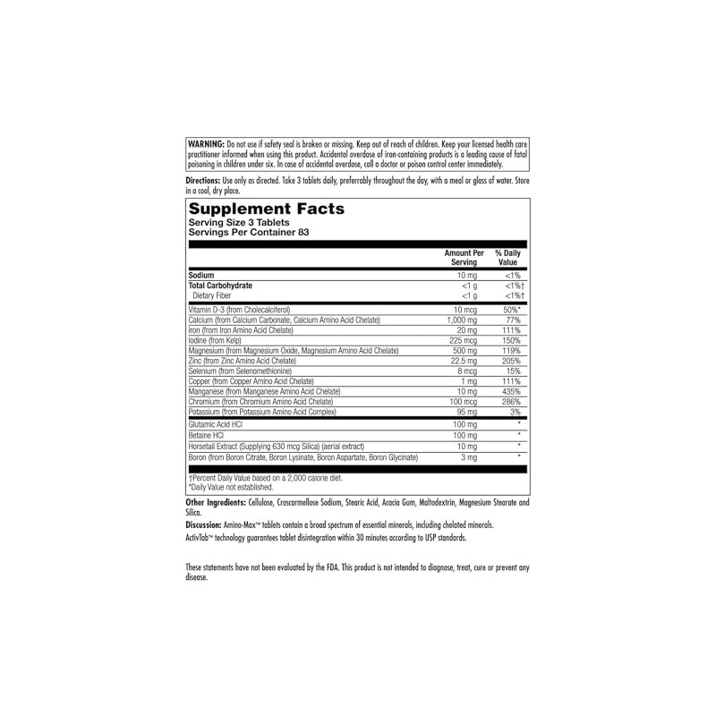 KAL Amino Max, Amino Acids, Multi-Mineral Complex Chelated Minerals 250