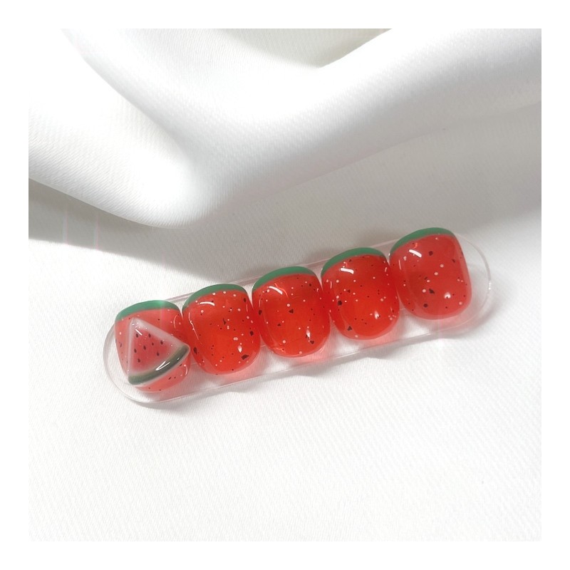 [Handmade Nail Tips] Watermelon Syrup Nail Tips - Petit Coffin