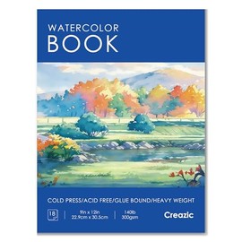 Creazic Watercolor Paper Pad 9"x12" 140lb/300gsm | Acid-Free Cold-Pressed Heavyweight Water Color Paper, Artist Sketchbook for Adults, Kids & Beginners, Ideal for Watercolors, Mixed Media & Crafts