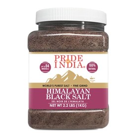 Pride Of India - PACK of 6 - Himalayan Black Rock Salt - Fine Grind, 2.2 Pound (1 Kg)-Kala Namak - Contains 84+ Minerals - Perfect for Cooking, Tofu Scrambles, Table, Kitchen, Restaurant, Bathing Use