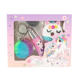 Depesche 0011712 11712 Ylvi Unicorn Lip Gloss Set for Children 2 Fruity Scented Gloses with Pendant Multi-Coloured
