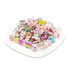 XUZOPIM Pack of 10 Children's Rings Girls, Adjustable Children's Jewellery Rings, Mood Ring, Dressing Rings, Girls' Rings, Princess Ring, Birthday, Children's Day, Party Favours, Plastic