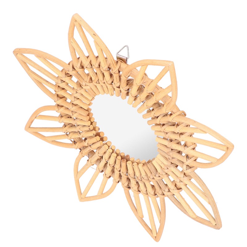 Rattan Innovative Art Decoration Makeup Mirror Retro Dressing Bathroom Wall