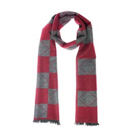 Prupoky Mens Cashmere Winter Scarf Soft Warm Wool Scarves Plaid Tassel Scarf for Men 08 Grey&Red