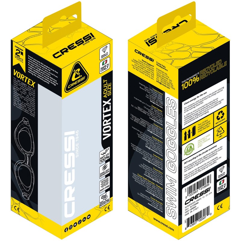 CRESSI Unisex Adult Vortex Innovative Swimming Goggles with Advanced Performance,