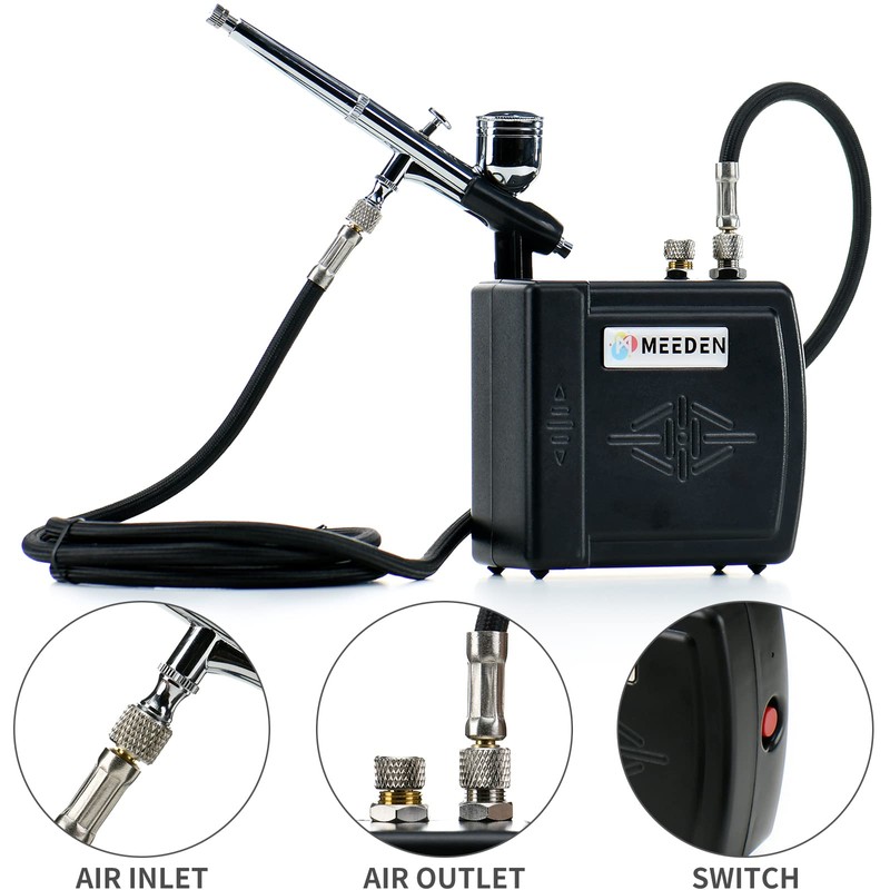 MEEDEN Airbrush Kit with Air Compressor, Dual Action Air Brush