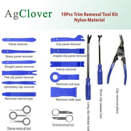 19 Pcs Trim Removal Tool Set, Car Panel Door Audio Trim Removal Tool Kit for Automotive Auto Clip Pliers Fastener Remover Nylon Tool Set