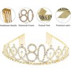 BTGOU 80th Birthday Sash and Tiara Set, Gold, Women's Birthday