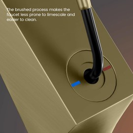 HMEGAO Gold Bathroom Sink Faucet 1 Hole, Single Hole Bathroom Faucet, Modern Single Handle Bathroom Faucets 3 Hole, Lavatory Vanity Faucet, Basin Mixer Tap with 2 Supply Hoses