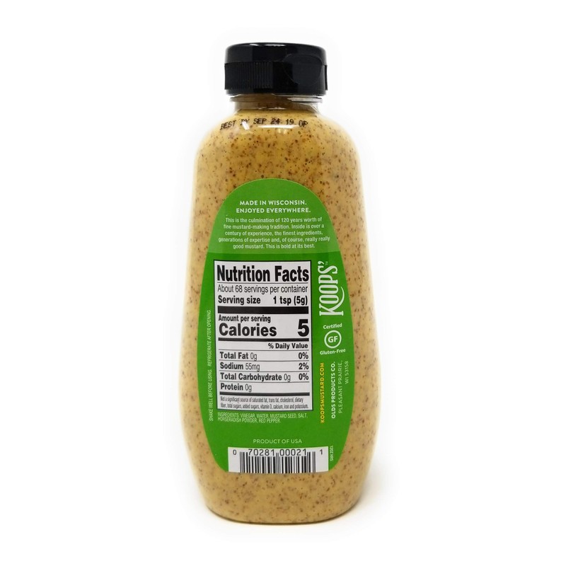 Koops' Horseradish Mustard – Bold and Zesty Horseradish Sauce, Gluten-Free,