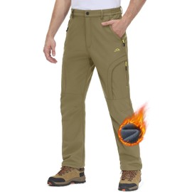 MAGCOMSEN Softshell Pants Men Snow Pants Men Ski Pants Work Pants Snowboard Pants Hiking Pants Rain Pants Waterproof Pants Winter Pants Skiing Pants Khaki