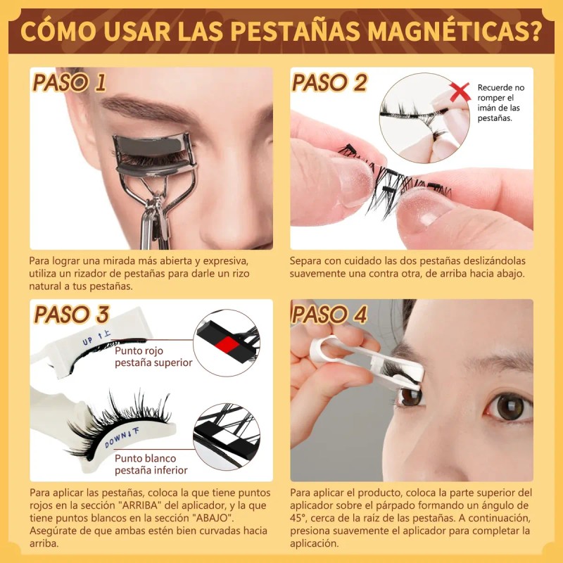 Kit De Pestañas Magnéticas Con Aplicador D Curl Durable