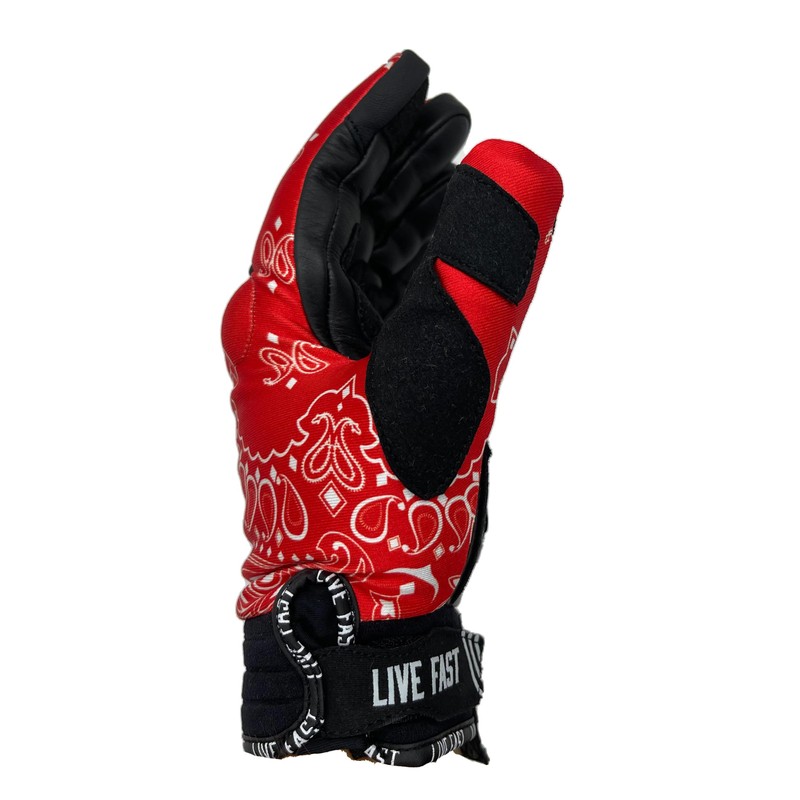 Live Fast Red Paisley Motorcycle Gloves M - Best Mountain