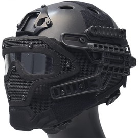 Goldenball G4 System Nylon Bump Full FACE Helmet Mask w/Goggles for Airsoft, Paintball, Military, Sports, Hunting, and Shooting (Black)