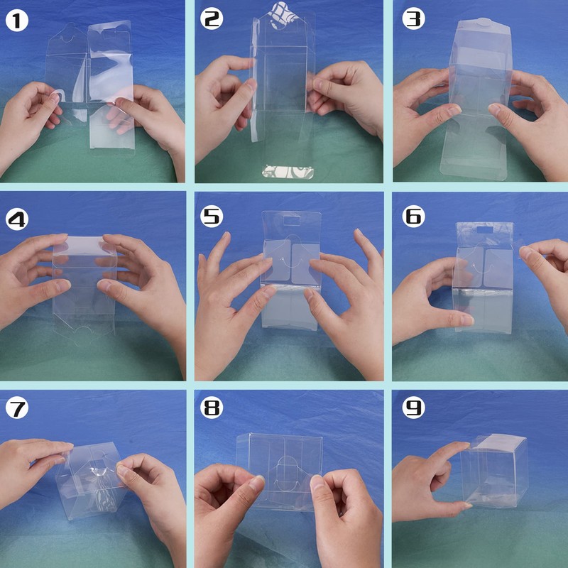 TOPTIME 24 Pcs 7x7x7cm Clear Favour Boxes with Gold Gift