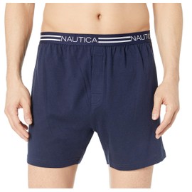 Nautica Mens Classic Cotton Loose Knit Boxer, Navy Peacoat, Large