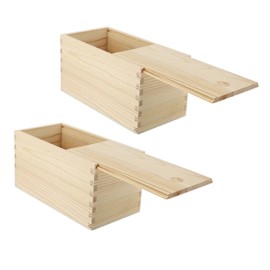 Ciieeo 2Pcs Wooden Sliding Storage Boxes Natural Color Household Containers for Jewelry Sundries Home Organization for Parties Weddings