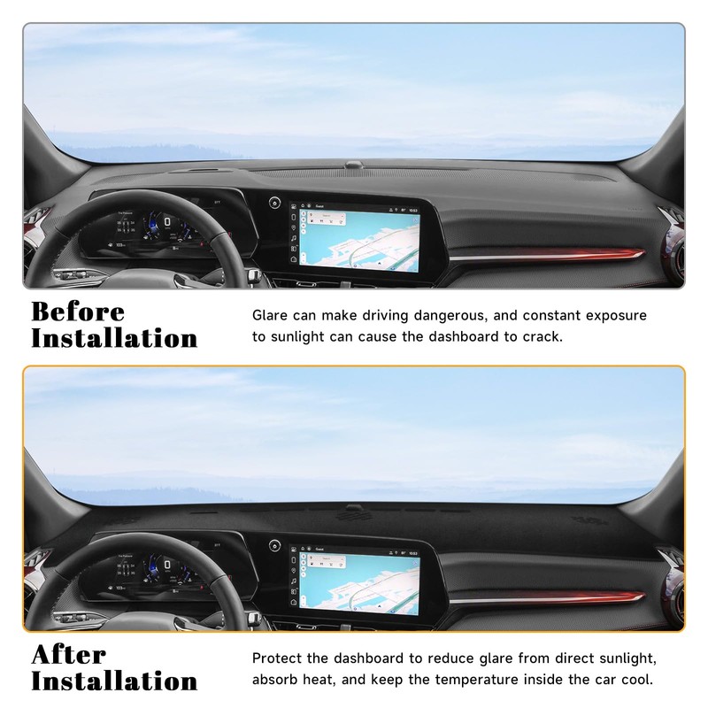 PeakPurit Black Dashboard Dash Board Cover Mat Carpet for Chevy