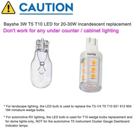 BAYSHE T10 Wedge Base LED Light Bulb 3watt Equivalent to 30W Halogen 12VAC/DC for Camper RV Tailer Outdoor Landscape Patio Path Driveway Malibu Paradise Lighting(2700K Warm White)-8 Pack