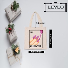 LEVLO Latina AF Gift La Nail Tech Shopping Bag Nail Technician Stylist Tarot Reusable Book Tote Bag for Women BFF(La Nail Tech)
